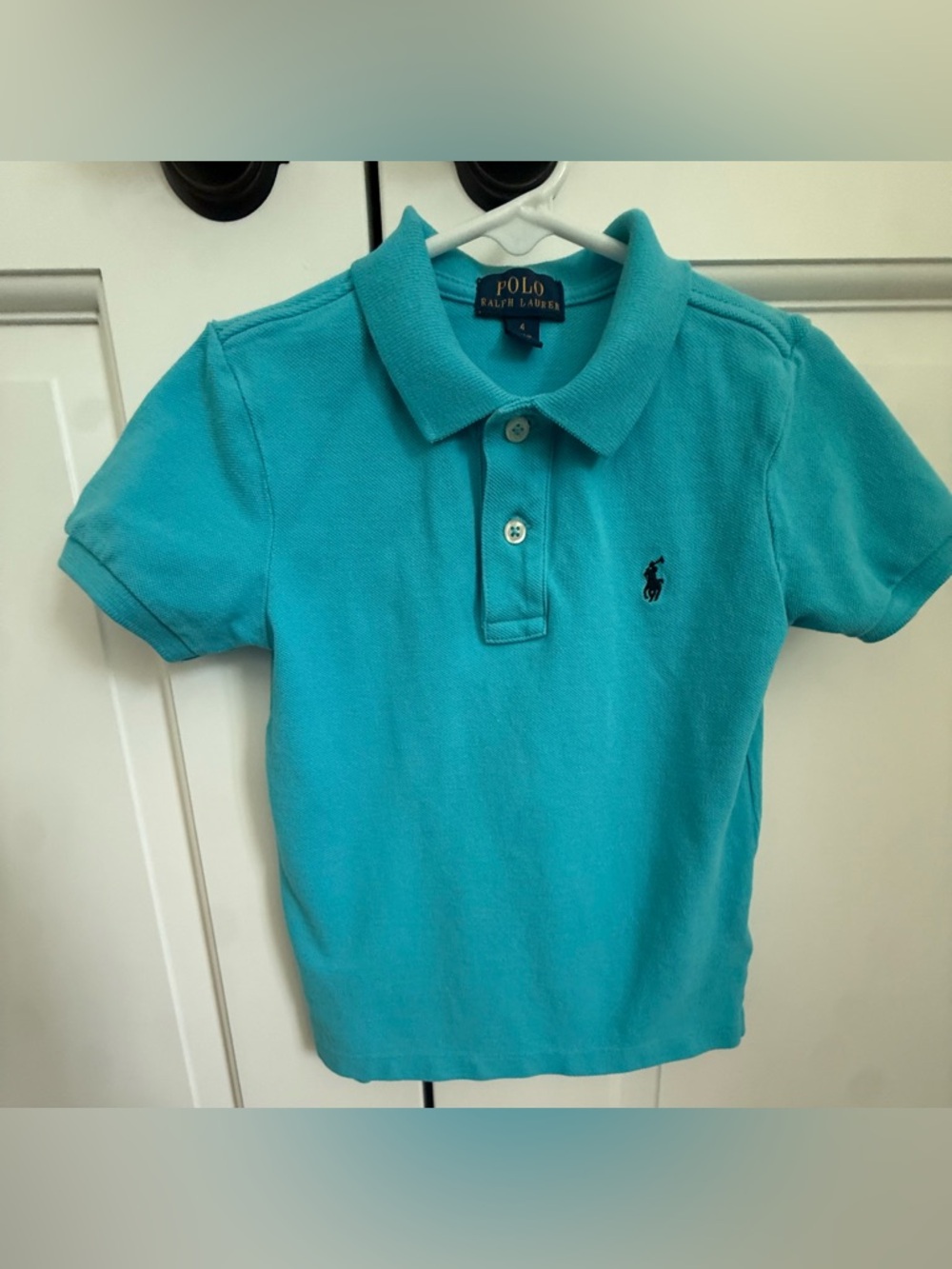 Ralph Lauren Kids Boys Teal Blue Polo Shirt with Embroidered Pony Size 4